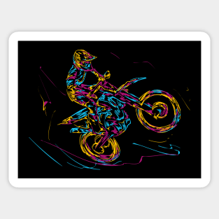 abstract motocross rider colorful Sticker
